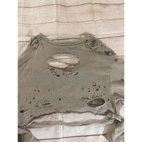Rock Rose Couture Women's Crop Distressed Long Sleeve Sweater - Small - Picture 3 of 13